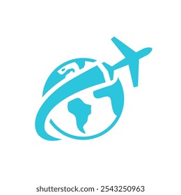 Travel Dreams, Globe and Plane Journey Icon. Isolated on white background. 