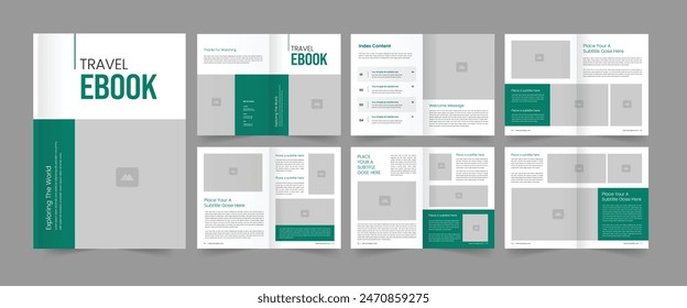 Travel Ebook Brochure , Ebook Layout Template, Travel Photo Book Design