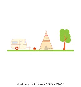 Travel, ecological recreation in nature. Vector illustration .