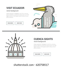 Travel to Ecuador poster - vector flyer design.