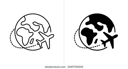 Travel editable stroke and solid web icon set. Vector illustration