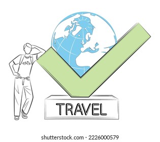 Travel. Editable template about loving anything. Concept of traveling around world without limits. Photo against background of sights. Go on a summer vacation trip. Share your journey on social media