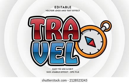 travel editable text effect with modern style usable for logo or brand title