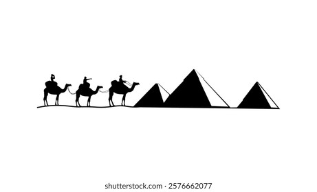 travel in egypt, black isolated silhouette