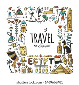 Travel to Egypt. Greeting card for your design