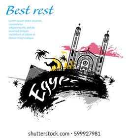 Travel Egypt grunge style design for your business easily editable elements, vector illustration
