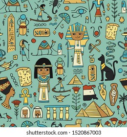 Travel to Egypt. Seamless pattern for your design. Vector illustration