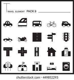 Travel Element Graph Icon Set 9.City and urban thin icons.Mono pack.Graphic vector logo set.Pictogram design.