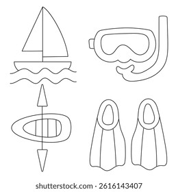 Travel elements on white background. Doodle travel set.