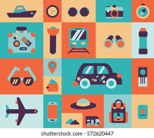 Travel elementst.Concept for poster, card, background. Vector illustration
