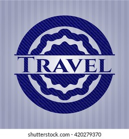 Travel emblem with denim high quality background