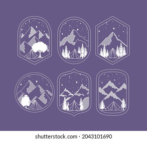 travel emblems pack over purple