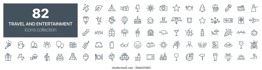 Travel and entertainment line icons collection. Vector illustration eps10