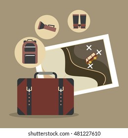 travel equipment set icons vector illustration design