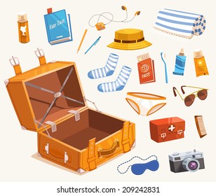 Travel equipment. Vector illustration.