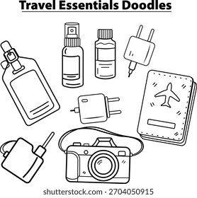 Juego de Vector de Doodles de Essentials de Viaje