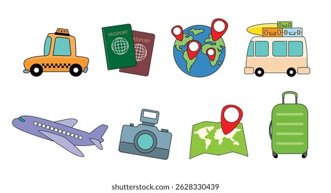 Travel Essentials Icon Set vector illustration