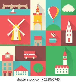 travel travel Europe city icon design elements