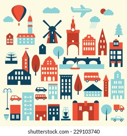 travel travel Europe city icon design elements