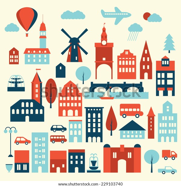 travel travel\
Europe city icon design\
elements
