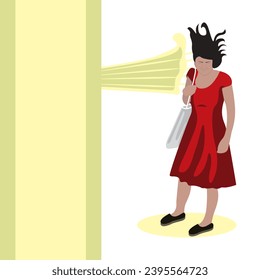 travel events, woman in red dress