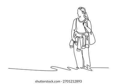 Travel experience concept. Single line draw design. Vector graphic illustration