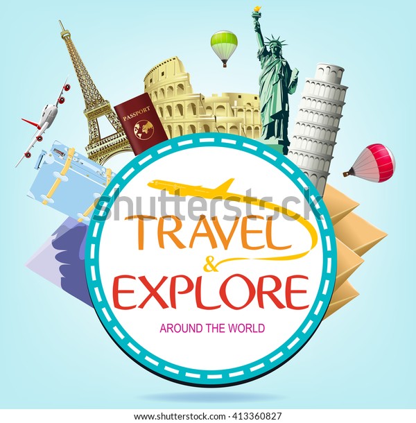 Travel Explore Around World Typography Popular Stock Vector (Royalty ...