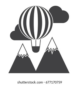 Travel and explore concept with balloon and mountain