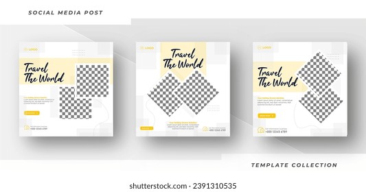 Viaje a explorar el volante o afiche del mundo para promociones de ofertas de negocios de agencias de viajes. Diseño de pancartas de anuncios de vacaciones y visitas guiadas. 