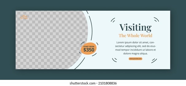 Travel facebook cover page and web banner design template