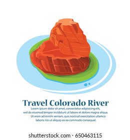 Travel Famous Horseshoe Bend of the Colorado River in northern Arizona.vector illustration.