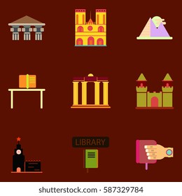 Travel. Famous monuments of world. history book education, Sketch vector illustration collection