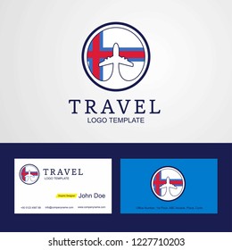 Travel Faroe Islands Creative Circle flag Logo and Business card design