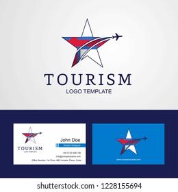 Travel Faroe Islands flag Creative Star Logo and Business card design