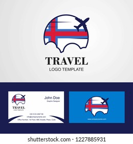 Travel Faroe Islands Flag Logo and Visiting Card Design