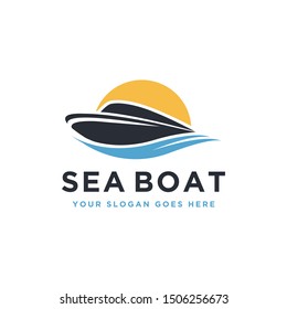 Travel fast boat logo icon vector on white background