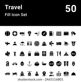Travel Fill Icon Set Vector