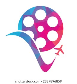 Travel film logo design vector icon. Cinema Travel Logo Design Concept Template.