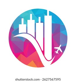 Travel finance logo vector illustration icon. airplane chart icon.