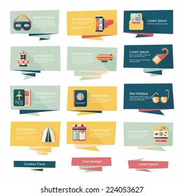 travel flat banner background set, eps10