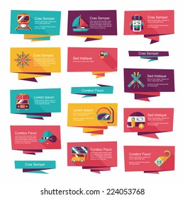 travel flat banner background set, eps10