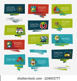 travel flat banner background set, eps10