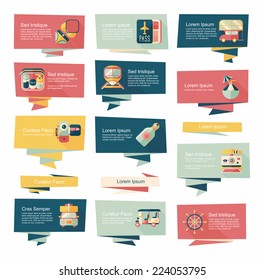 travel flat banner background set, eps10