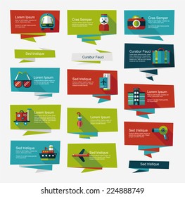 Travel flat banner background set, eps10