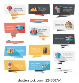 Travel flat banner background set, eps10
