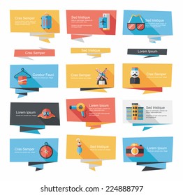 Travel flat banner background set, eps10