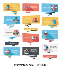 Travel flat banner background set, eps10