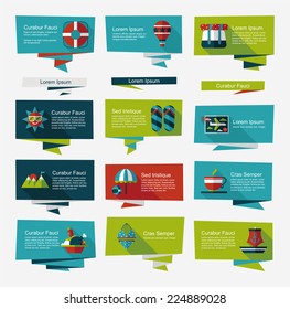 Travel flat banner background set, eps10