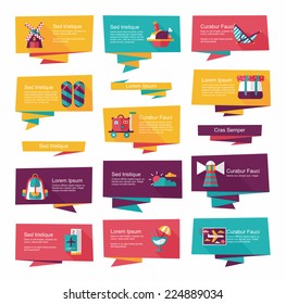 Travel flat banner background set, eps10