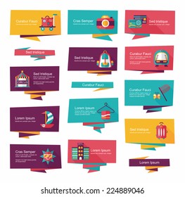 Travel flat banner background set, eps10